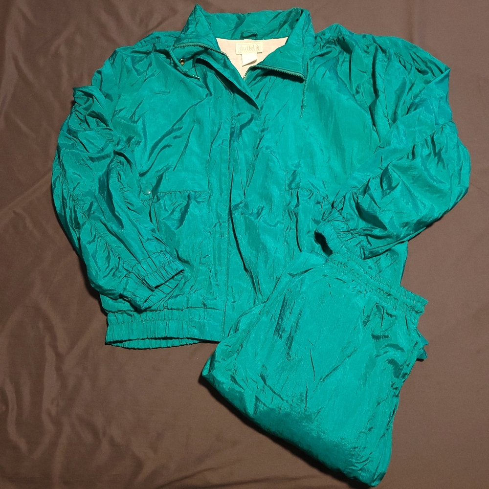 Vintage Duffel Sportswear Teal Two Piece Track Suit